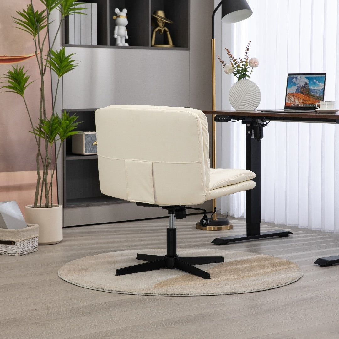 Faux Leather Home Office Chair -Beige - Cosy Abode