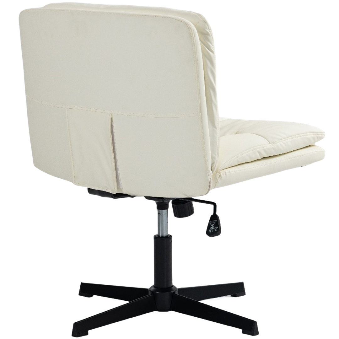Faux Leather Home Office Chair -Beige - Cosy Abode