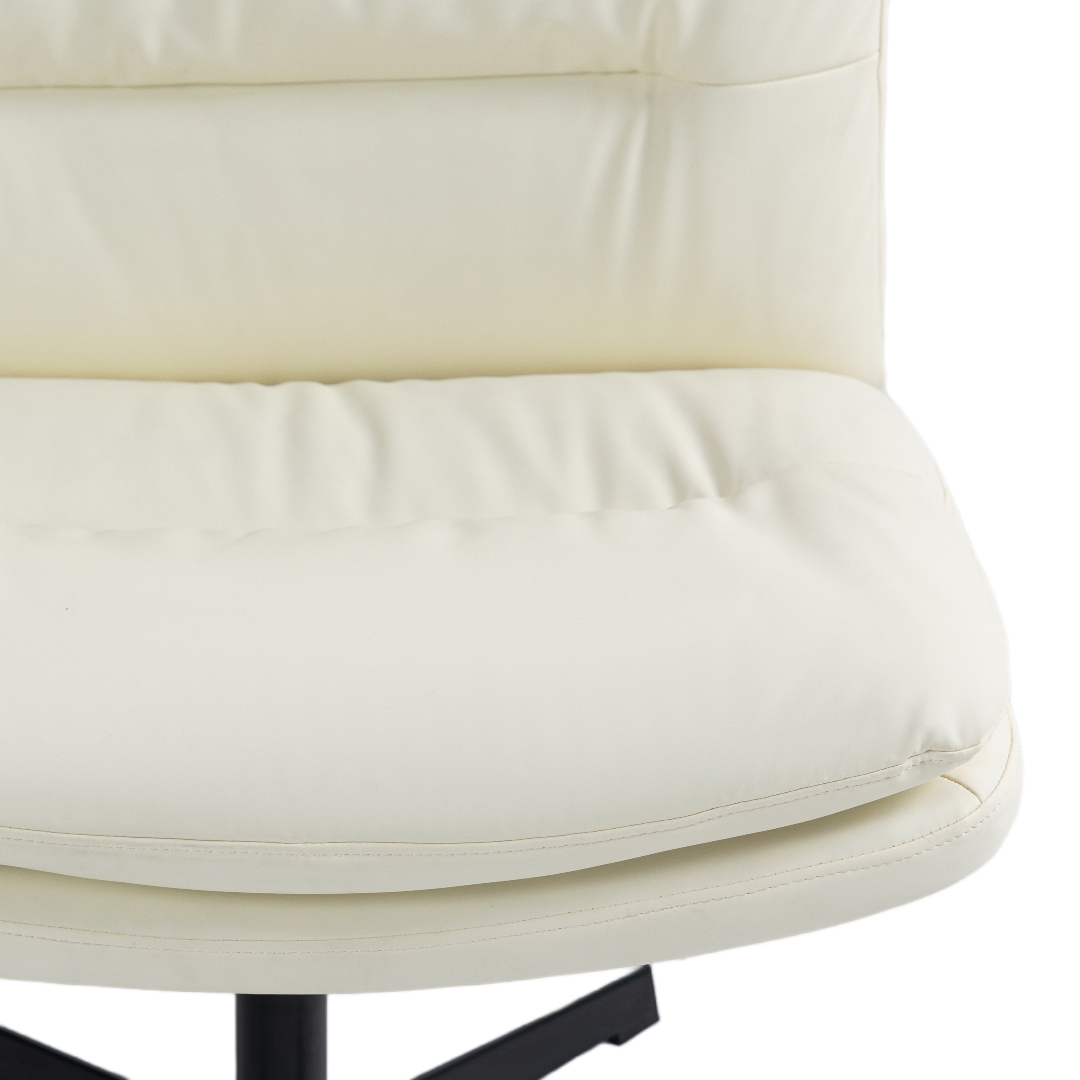 Faux Leather Home Office Chair -Beige - Cosy Abode