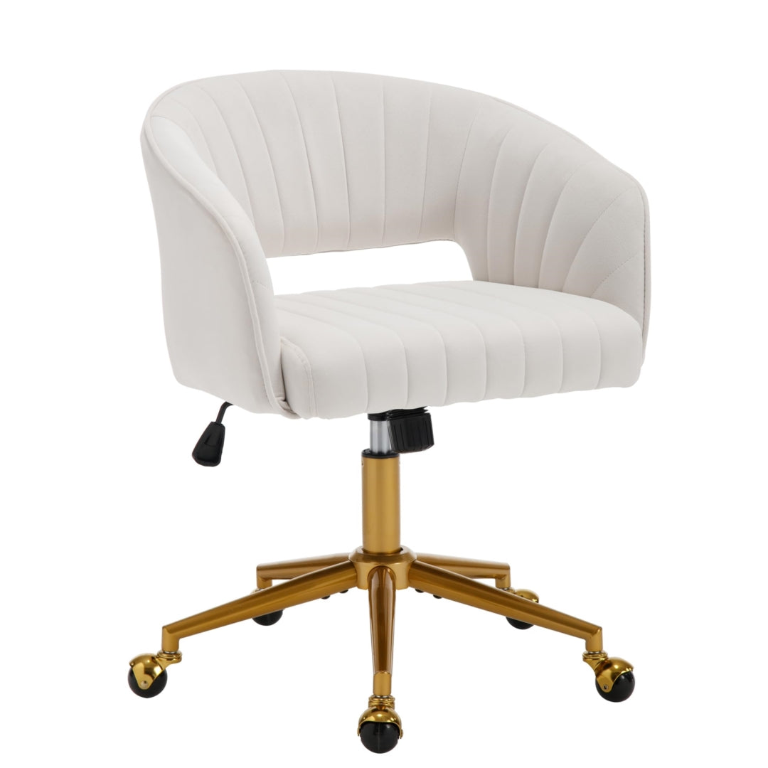 Velvet Home Office Chair- Beige - Cosy Abode