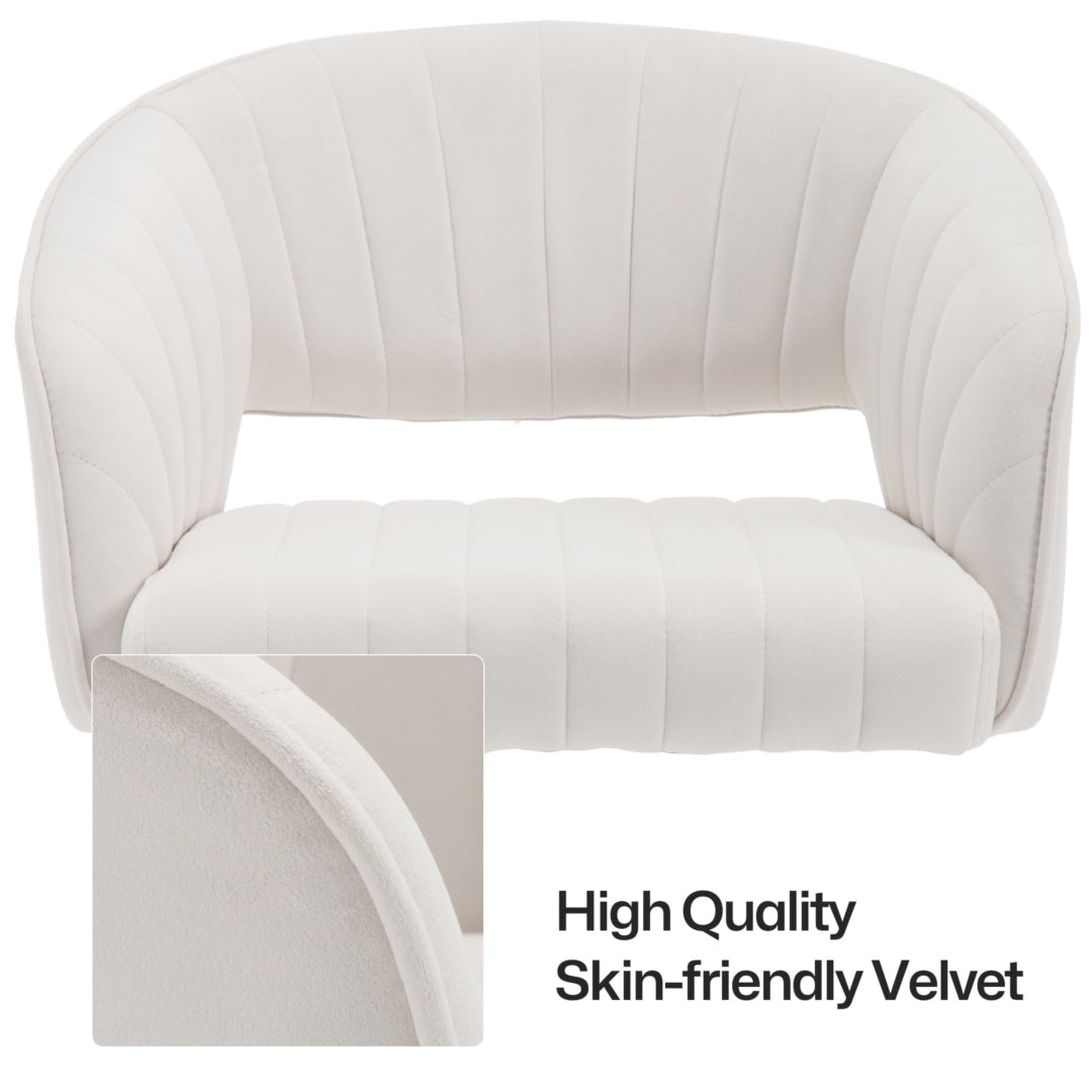 Velvet Home Office Chair- Beige - Cosy Abode