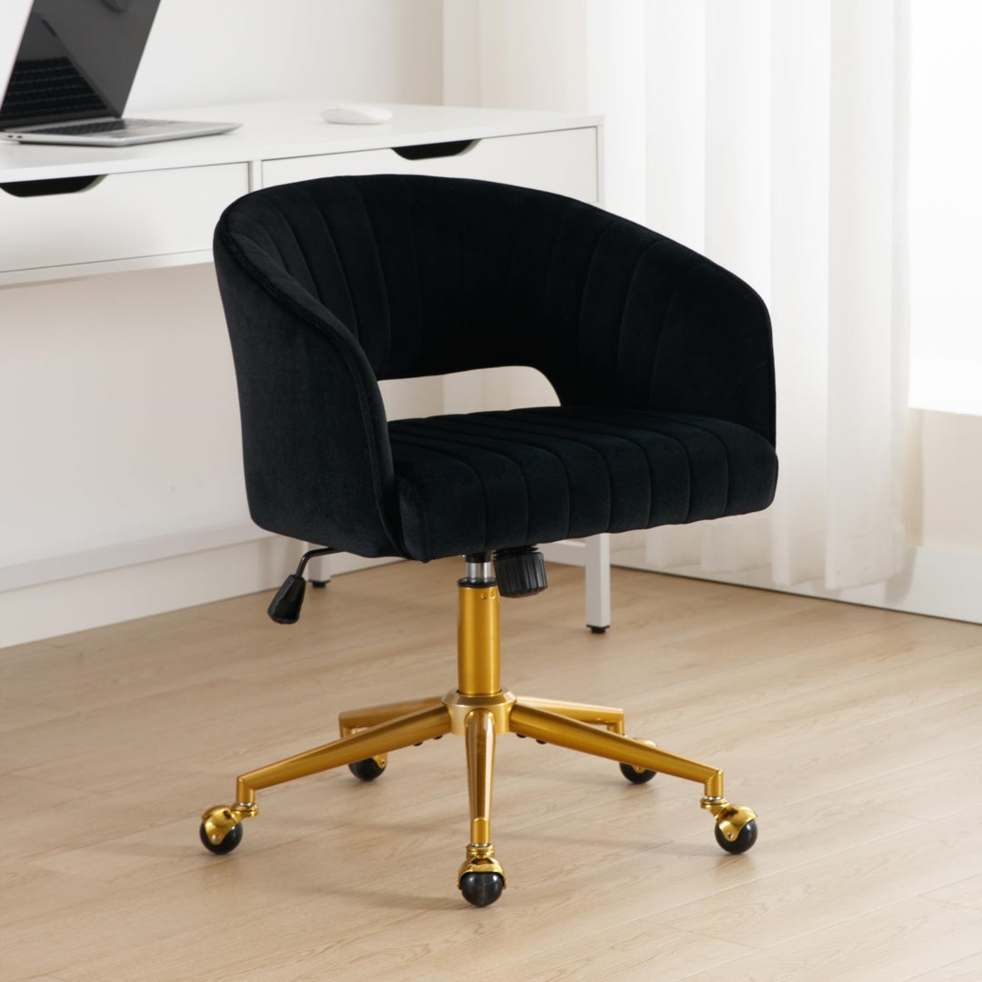 Velvet Home Office Chair- Black - Cosy Abode