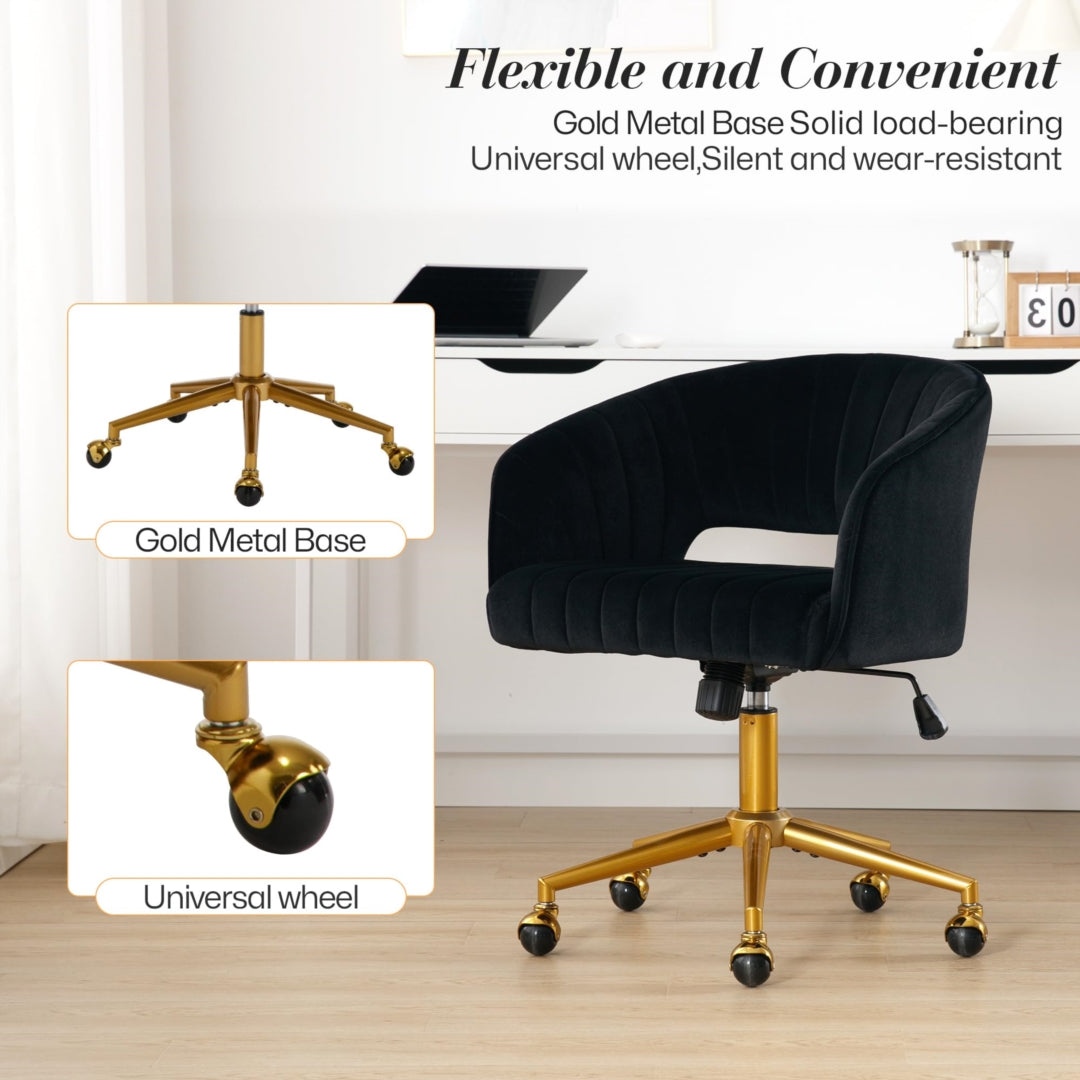 Velvet Home Office Chair- Black - Cosy Abode