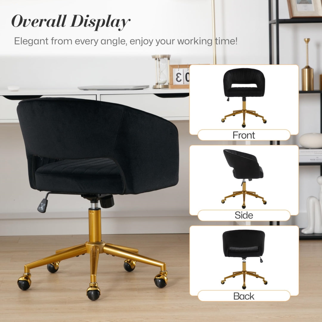Velvet Home Office Chair- Black - Cosy Abode