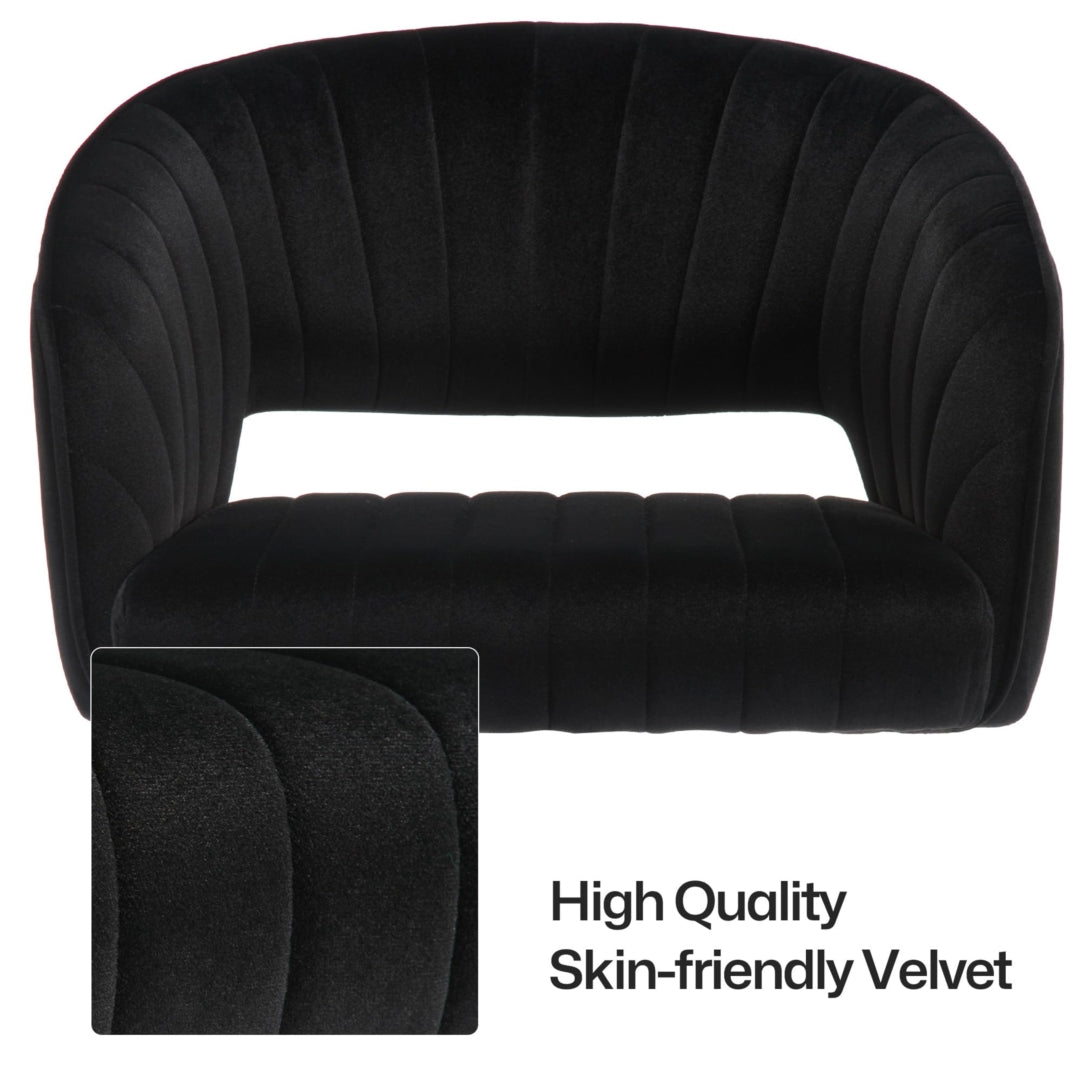 Velvet Home Office Chair- Black - Cosy Abode