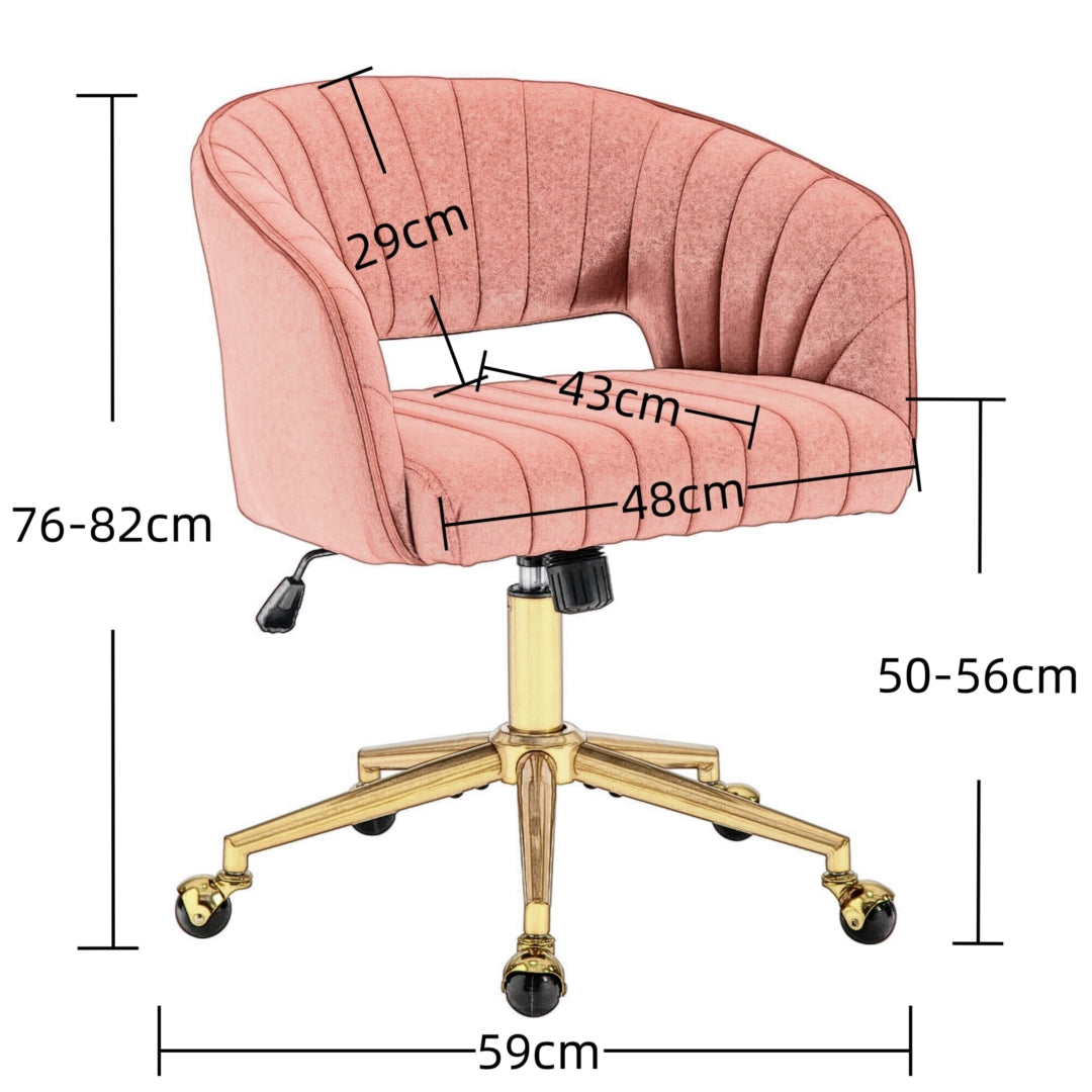 Velvet Home Office Chair- Rose - Cosy Abode