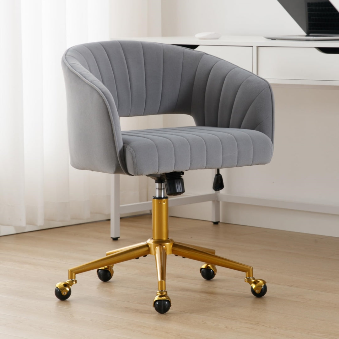 Velvet Home Office Chair- Grey - Cosy Abode