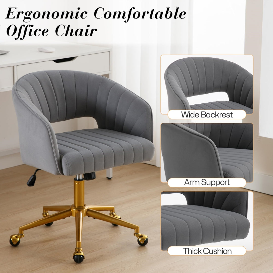 Velvet Home Office Chair- Grey - Cosy Abode