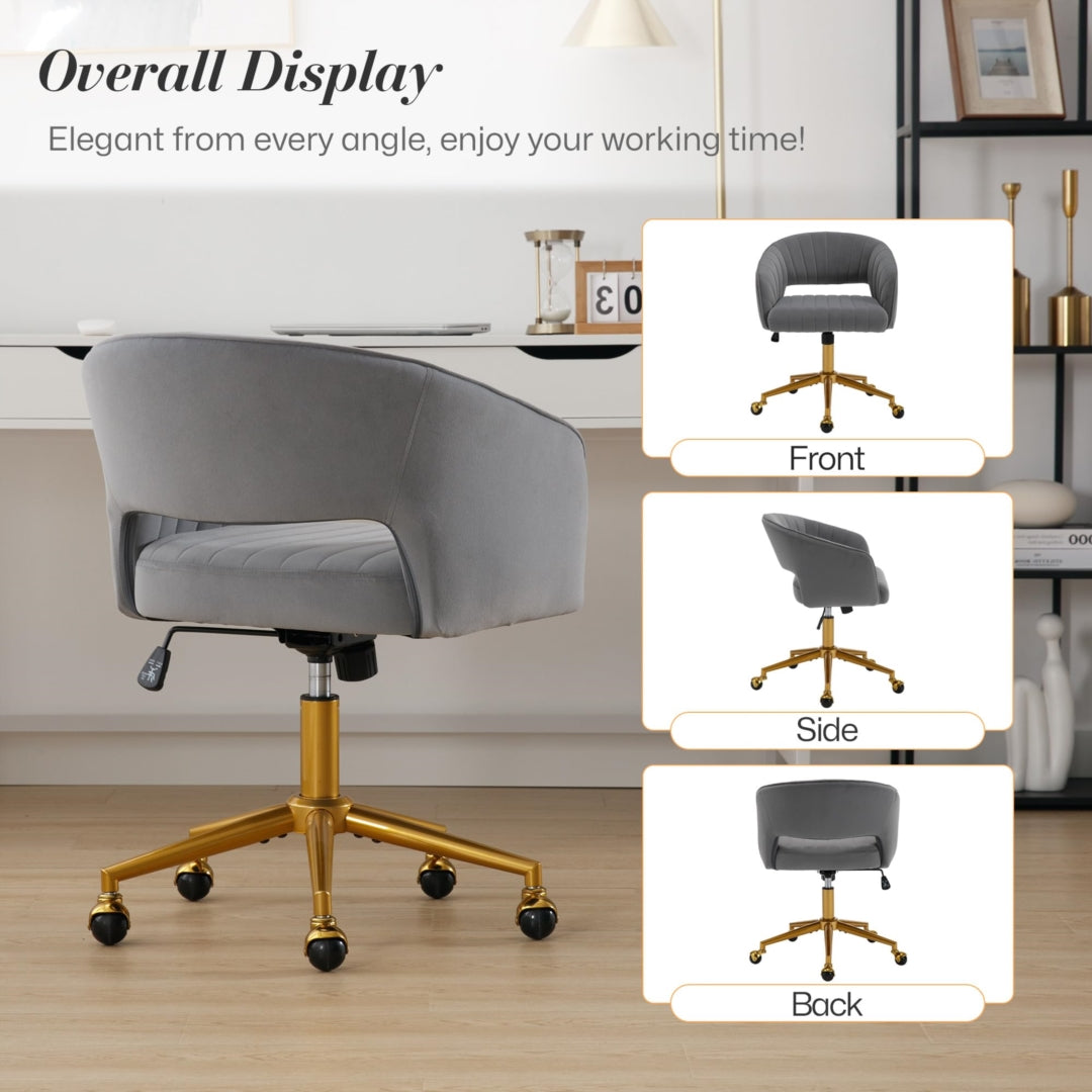 Velvet Home Office Chair- Grey - Cosy Abode