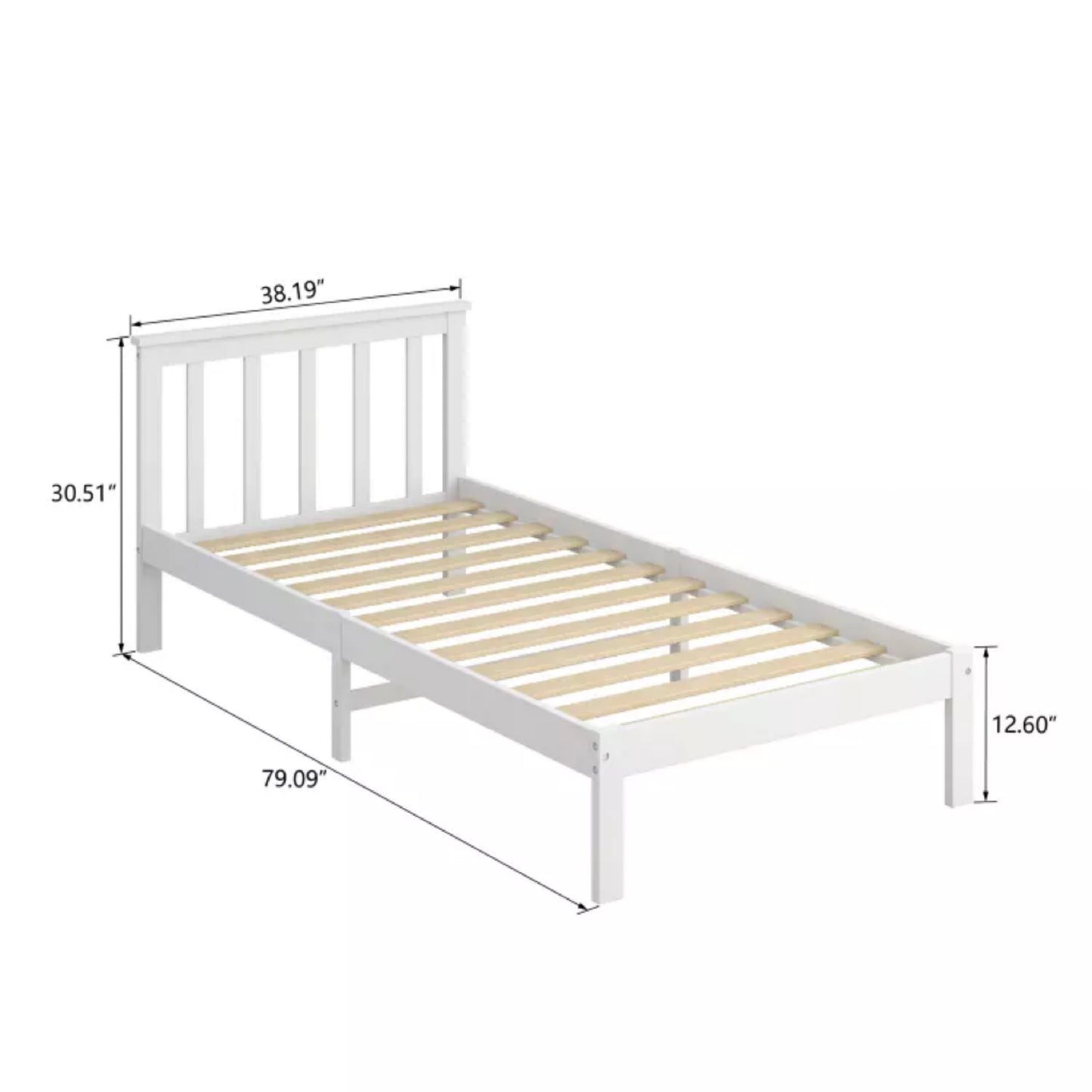 EKKIO Single Wooden Bed Frame (White) - Cosy Abode