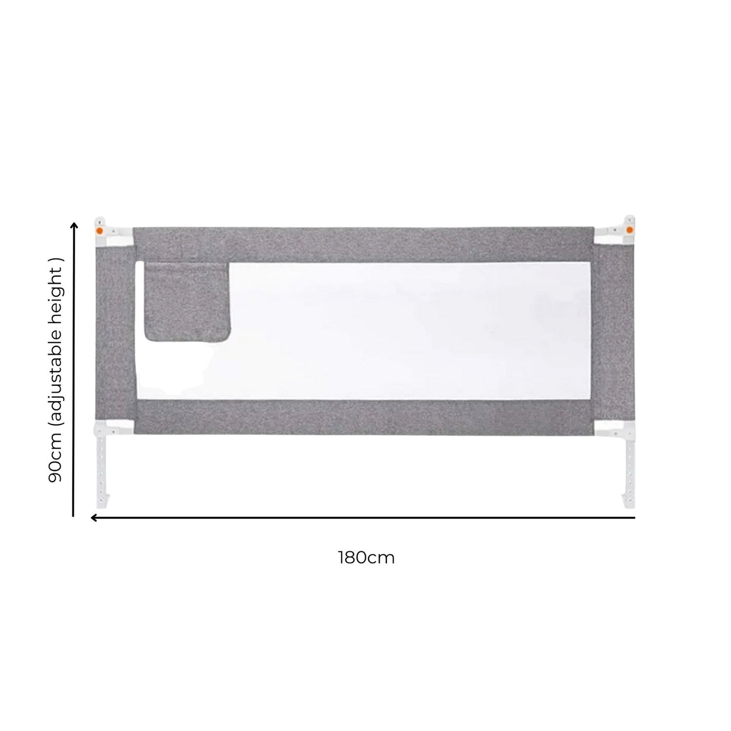 GOMINIMO 180cm x 90cm Kids Bed Safety Rail - Height Adjustable & Foldable Grey - Cosy Abode
