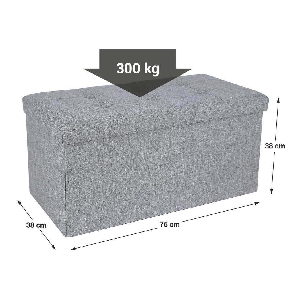 SONGMICS 76cm Folding Storage Ottoman Bench Foot Rest Stool Light Gray - Cosy Abode