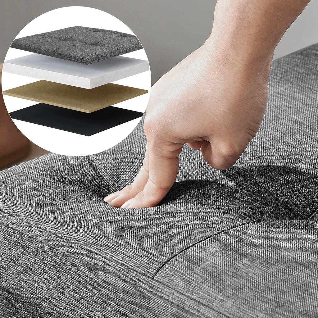 SONGMICS 110cm Folding Storage Ottoman Bench Foot Rest Stool Dark Gray - Cosy Abode