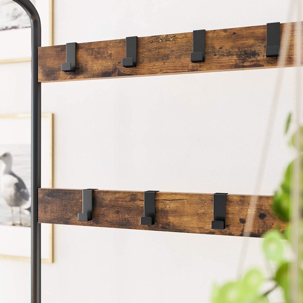 VASAGLE Coat Rack Stand Height 183 cm Rustic Brown and Black - Cosy Abode