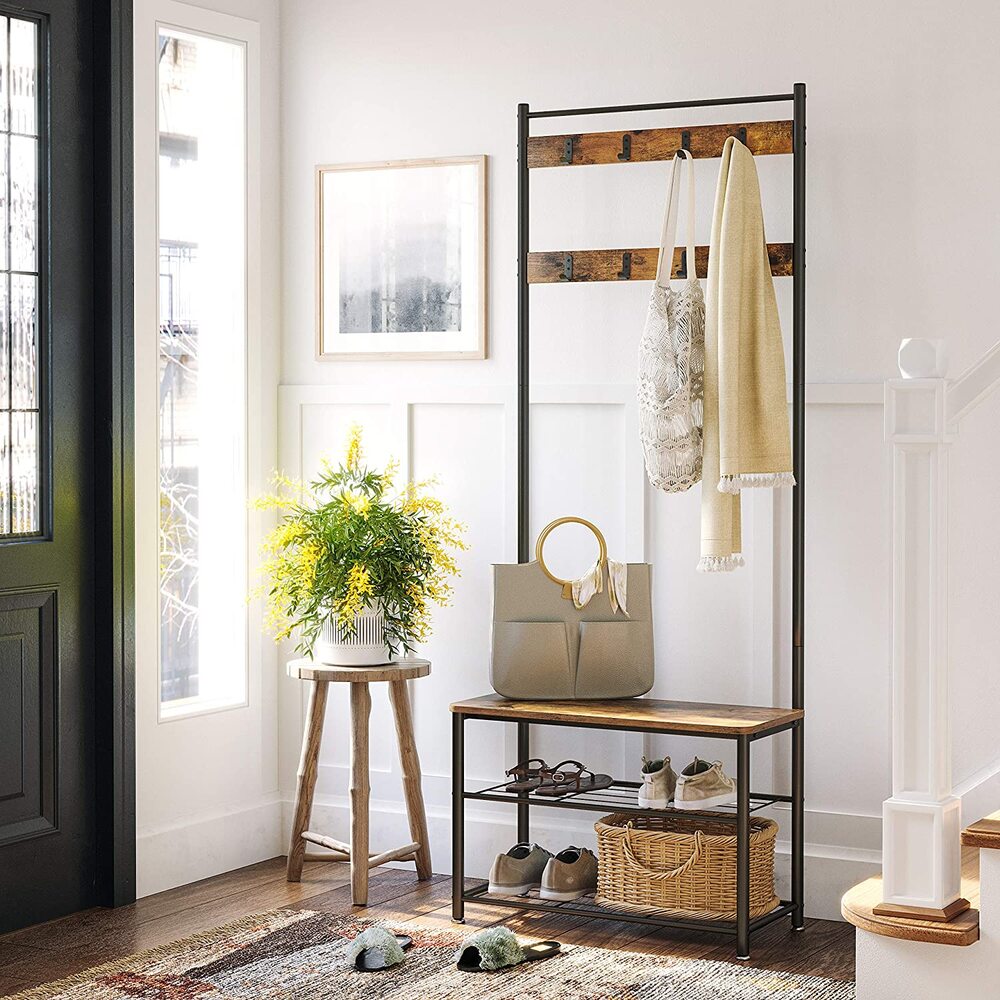 VASAGLE Coat Rack Stand Height 175 cm Rustic Brown - Cosy Abode