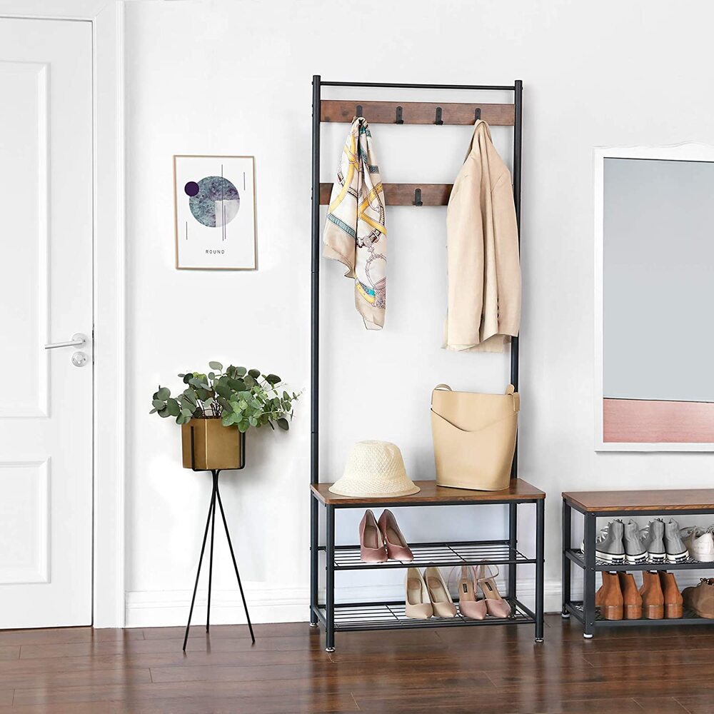 VASAGLE Coat Rack Stand Height 175 cm Rustic Brown - Cosy Abode