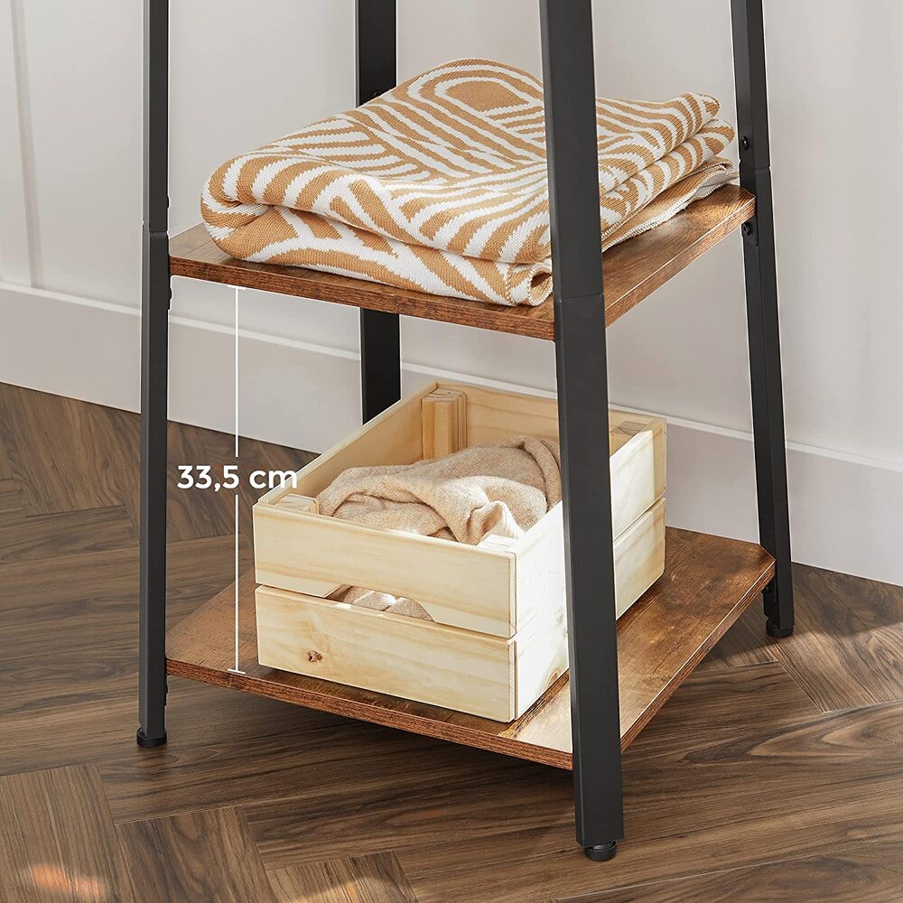 VASAGLE Coat Rack Stand with 3 Shelves Rustic Brown and Black - Cosy Abode