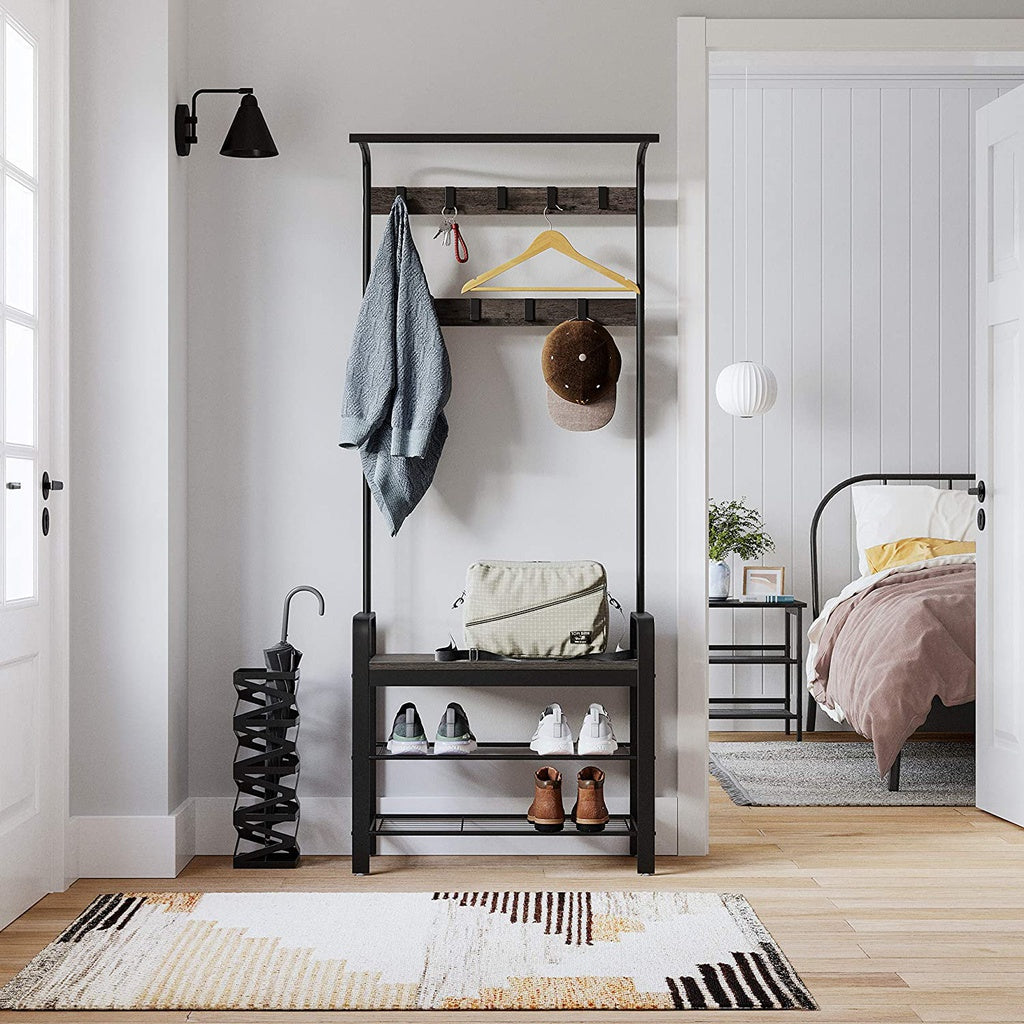 VASAGLE Coat Rack Stand Height 183 cm Hazelnut Brown and Black - Cosy Abode