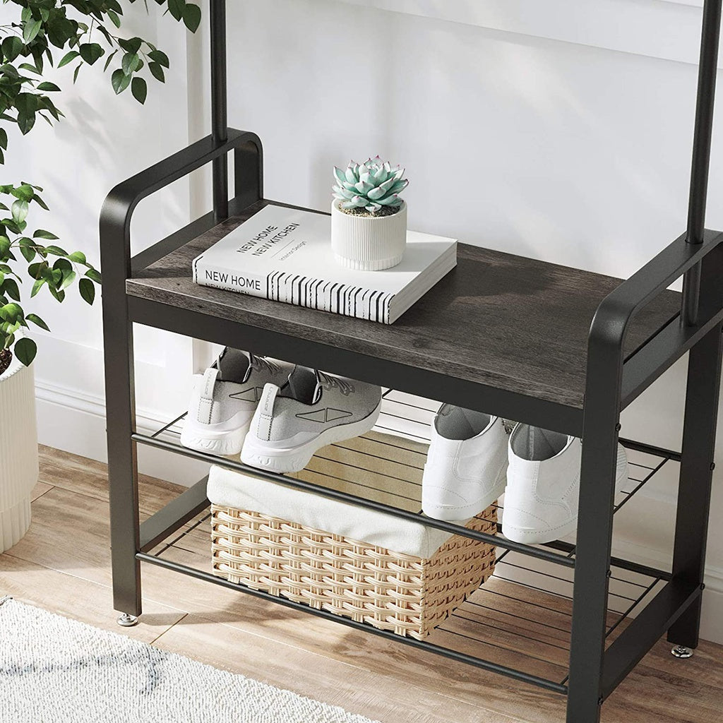 VASAGLE Coat Rack Stand Height 183 cm Hazelnut Brown and Black - Cosy Abode