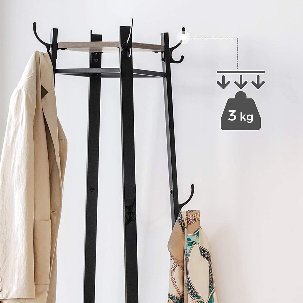 VASAGLE Coat Rack 3 Shelves Greige - Cosy Abode