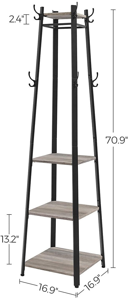 VASAGLE Coat Rack 3 Shelves Greige - Cosy Abode