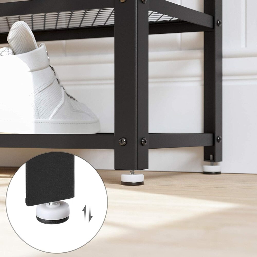 VASAGLE Shoe Bench Rack with 2 Shelves Rustic Brown and Black - Cosy Abode