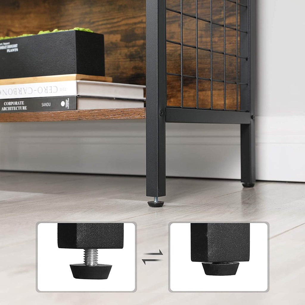 VASAGLE 4 Tiers Bookcase Office Storage Shelf Rustic Brown and Black - Cosy Abode