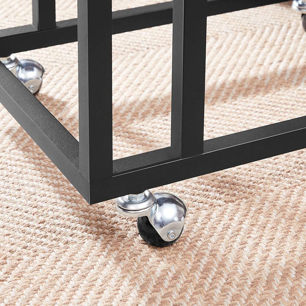 VASAGLE End Table Side Table Coffee Table with Steel Frame and Castors Rustic Brown and Black - Cosy Abode