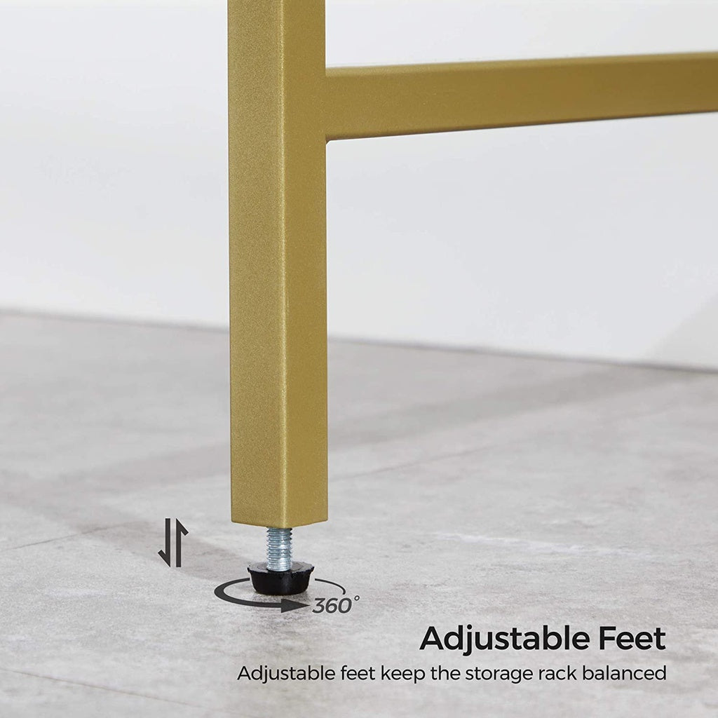 VASAGLE Console Table with Tempered Glass Gold Colour - Cosy Abode