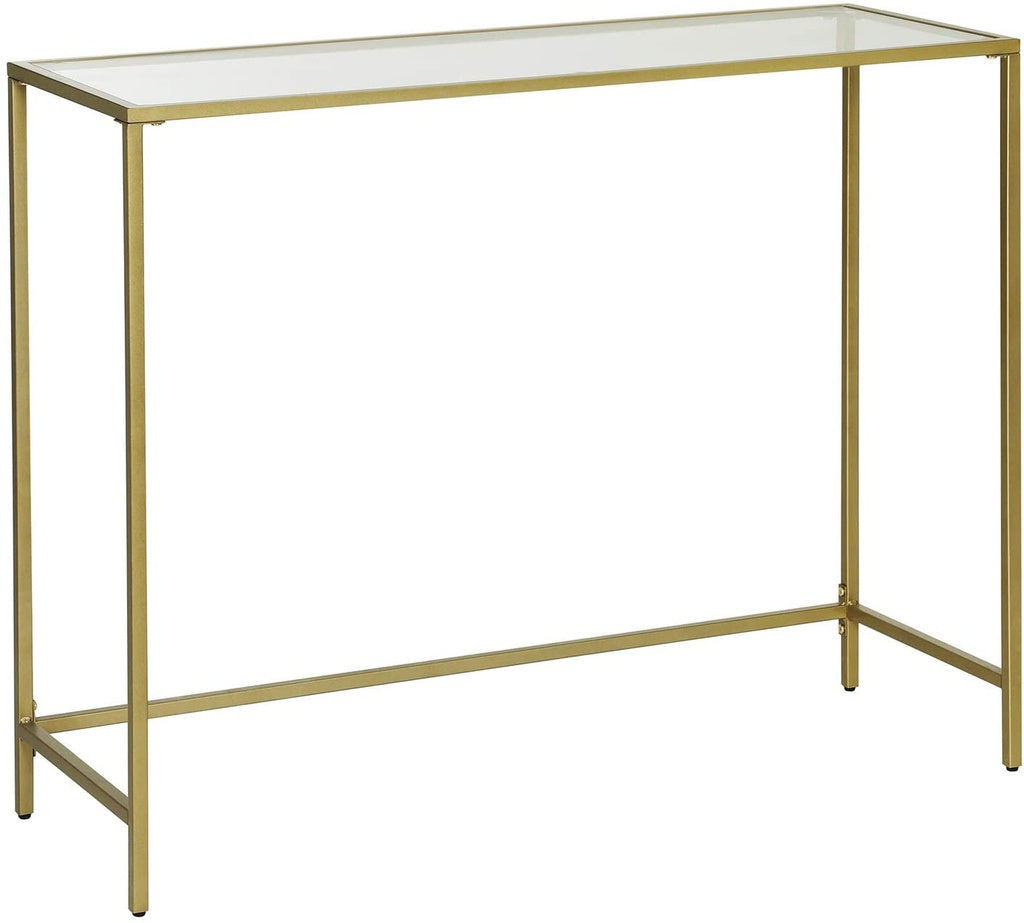 VASAGLE Console Table with Tempered Glass Golden - Cosy Abode