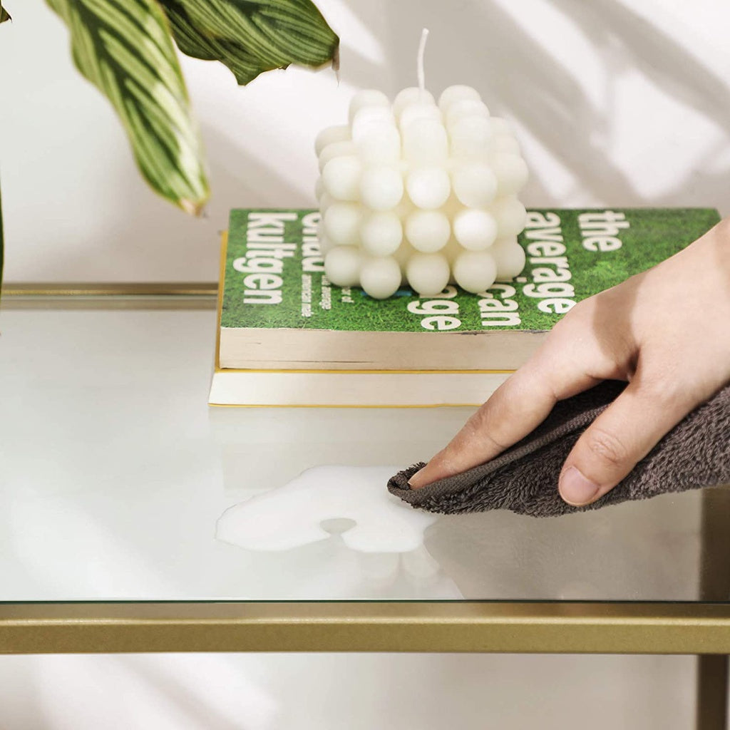 VASAGLE Console Table with Tempered Glass Golden - Cosy Abode