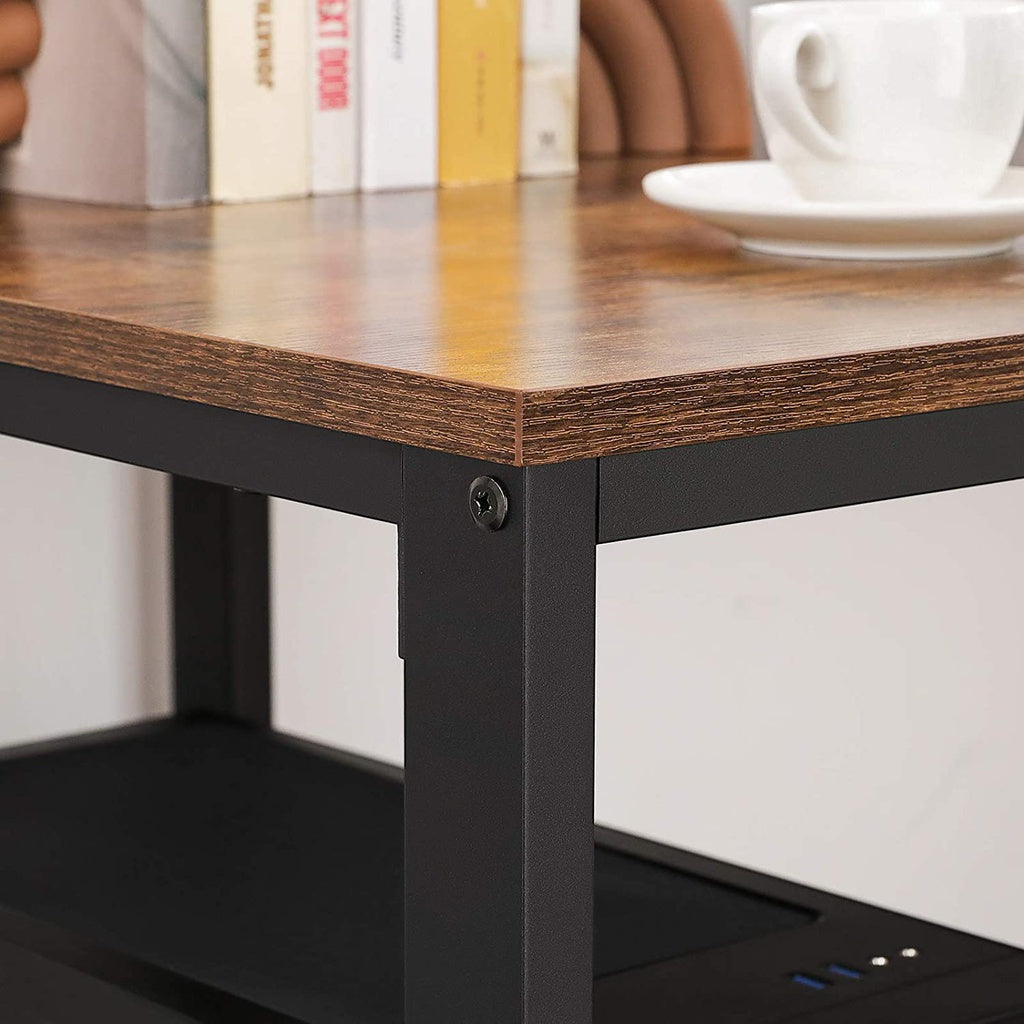 VASAGLE Computer Desk with 2 Shelves Rustic Brown and Black - Cosy Abode