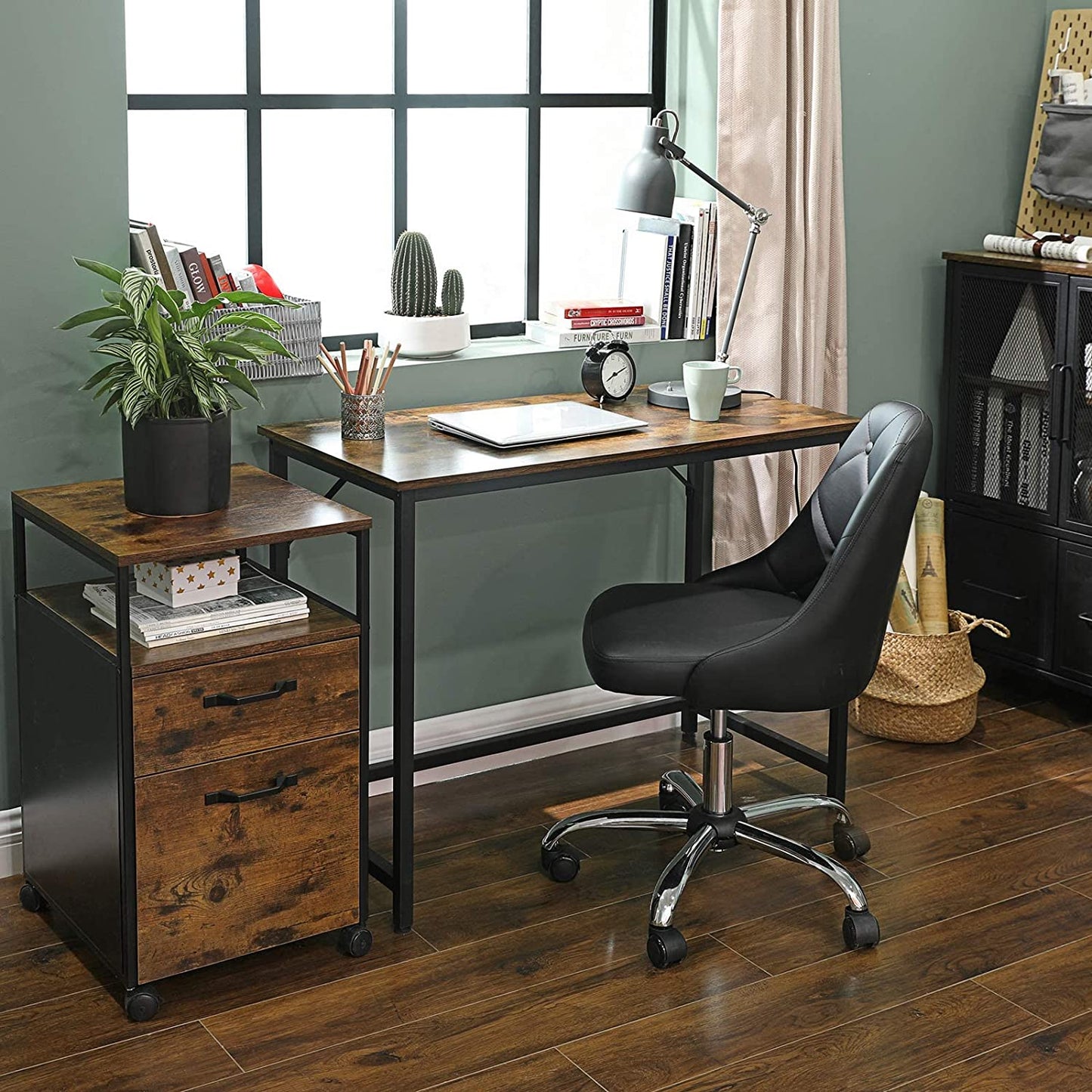 VASAGLE Computer Desk Rustic Brown and Black - Cosy Abode