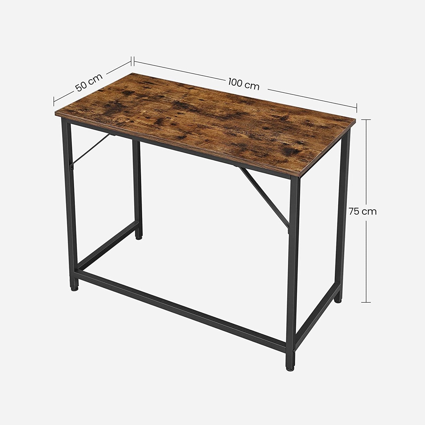 VASAGLE Computer Desk Rustic Brown and Black - Cosy Abode