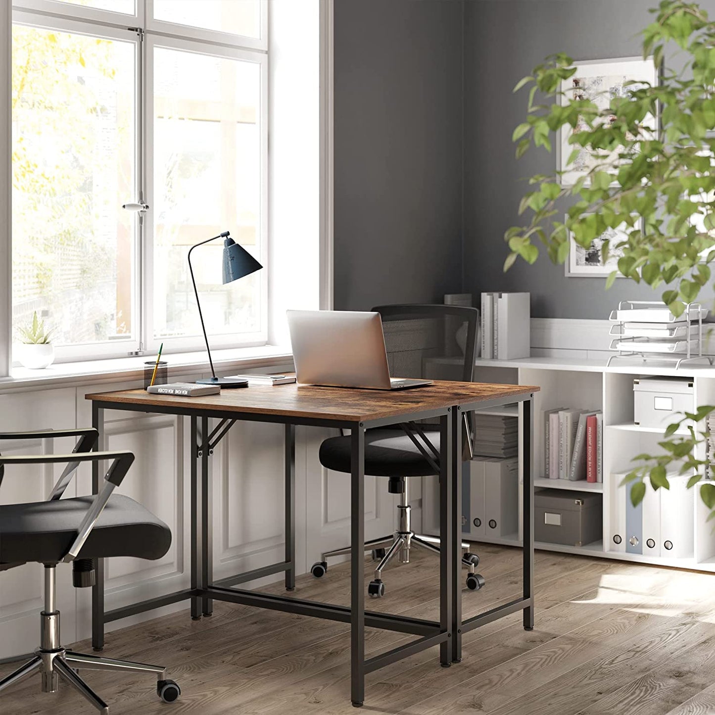 VASAGLE Computer Desk Rustic Brown and Black - Cosy Abode