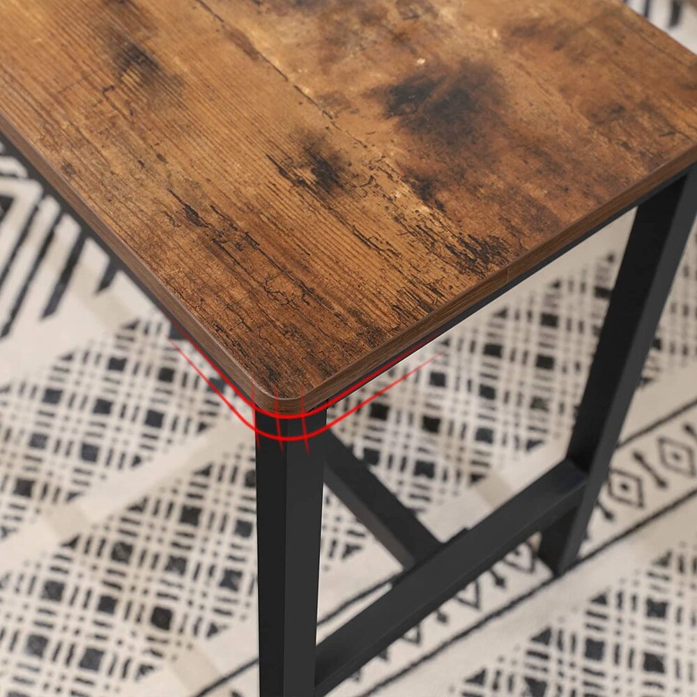 VASAGLE Table Benches Set of 2 Industrial Style Indoor Benches Durable Metal Frame for Kitchen Dining Room Living Room Rustic Brown - Cosy Abode