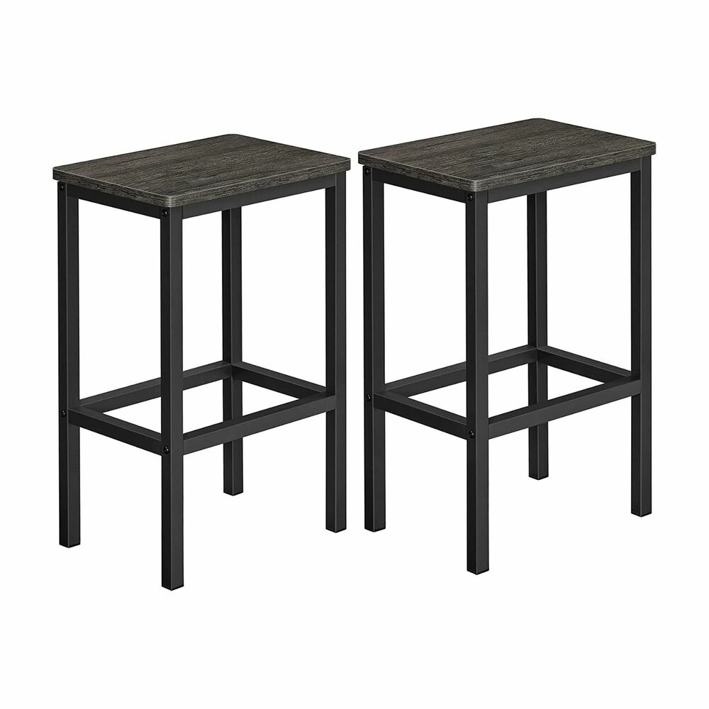 VASAGLE Bar Stools Set of 2 Bar Chairs Charcoal Gray - Cosy Abode