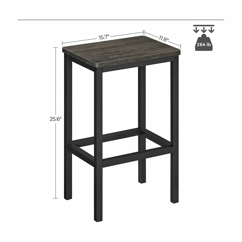 VASAGLE Bar Stools Set of 2 Bar Chairs Charcoal Gray - Cosy Abode