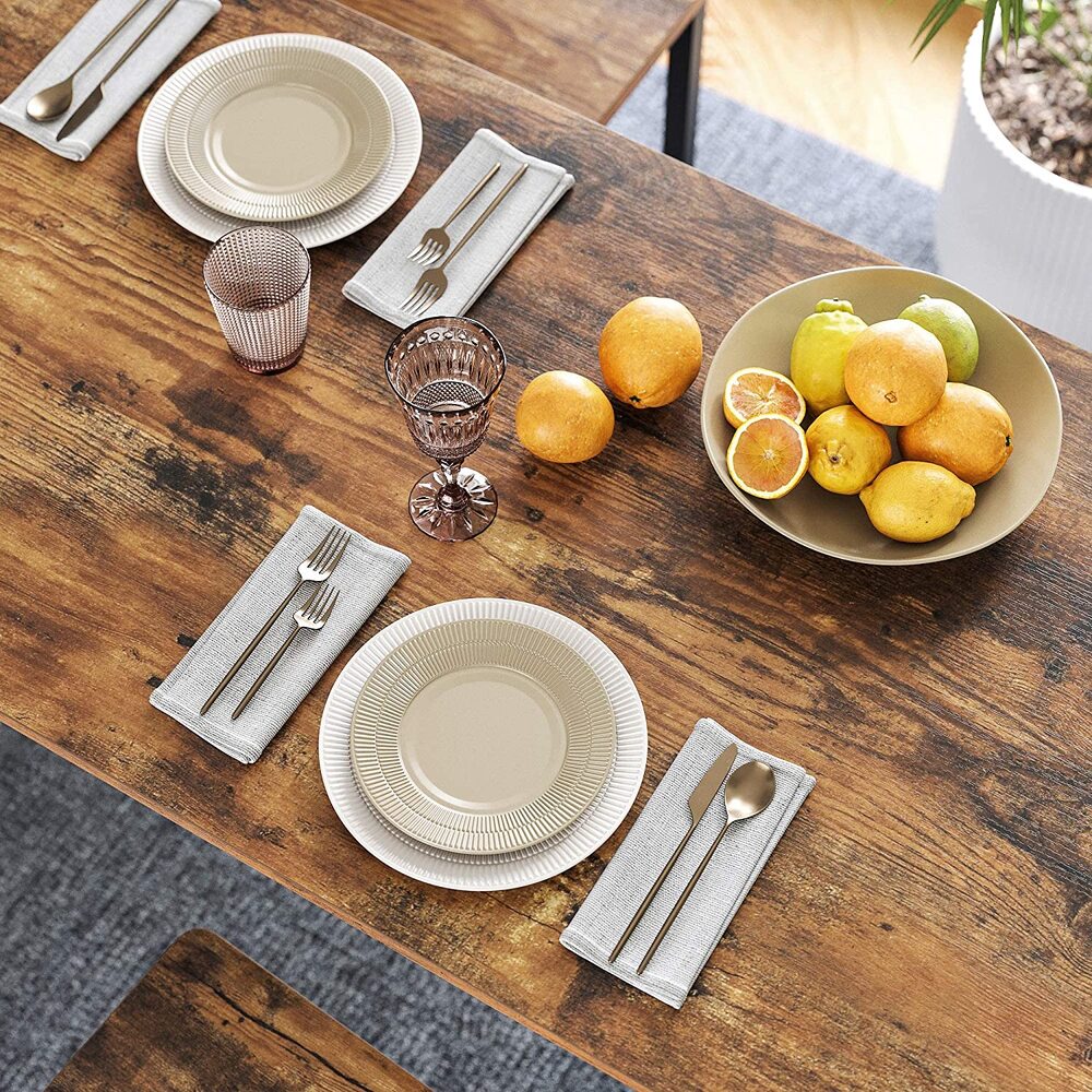 VASAGLE Bar Table with Solid Metal Frame - Wood Look - Cosy Abode