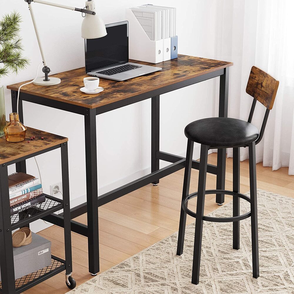 VASAGLE Bar Table with Solid Metal Frame - Wood Look - Cosy Abode