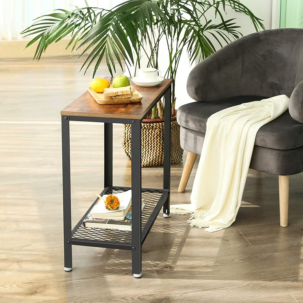 VASAGLE Industrial Side Table Rustic Brown - Cosy Abode