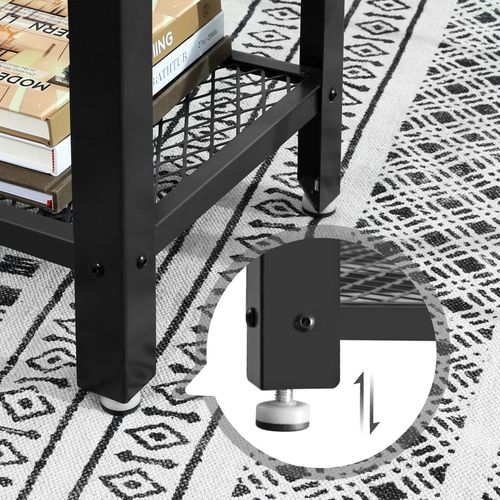 VASAGLE Console Table with 2 Mesh Shelves Rustic Brown and Black - Cosy Abode