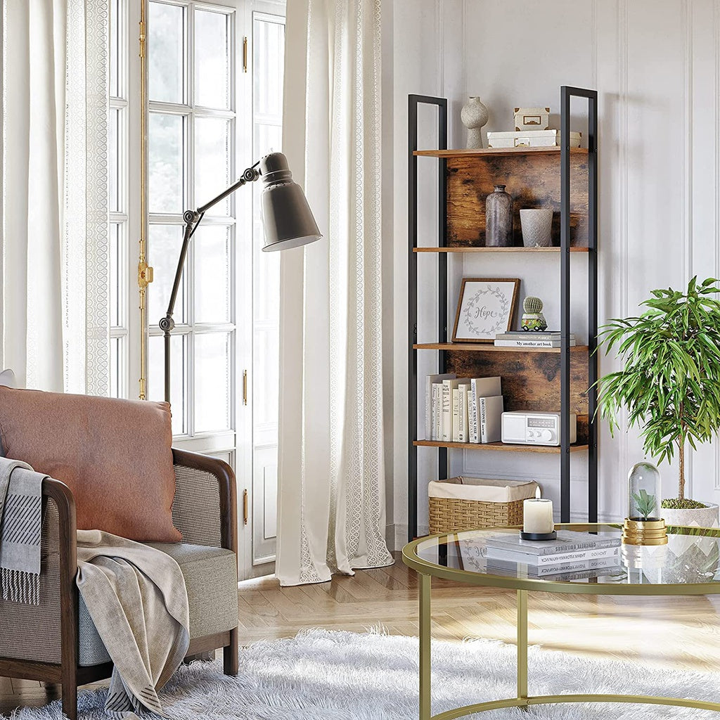 VASAGLE Bookshelf with 5 Shelves Rustic Brown and Black - Cosy Abode