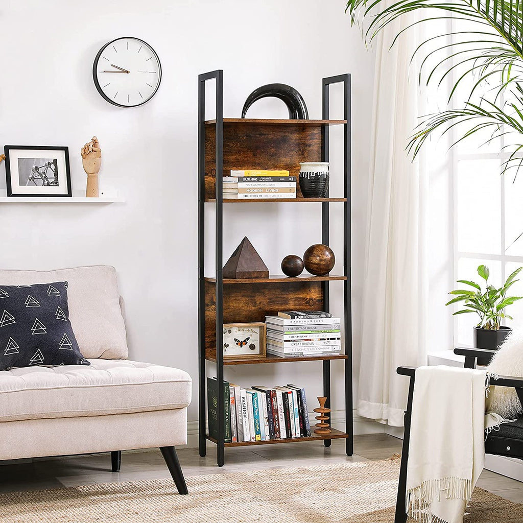 VASAGLE Bookshelf with 5 Shelves Rustic Brown and Black - Cosy Abode