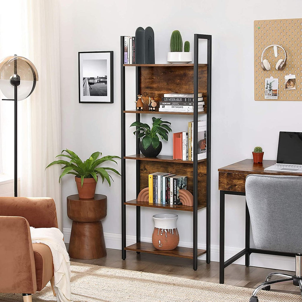 VASAGLE Bookshelf with 5 Shelves Rustic Brown and Black - Cosy Abode