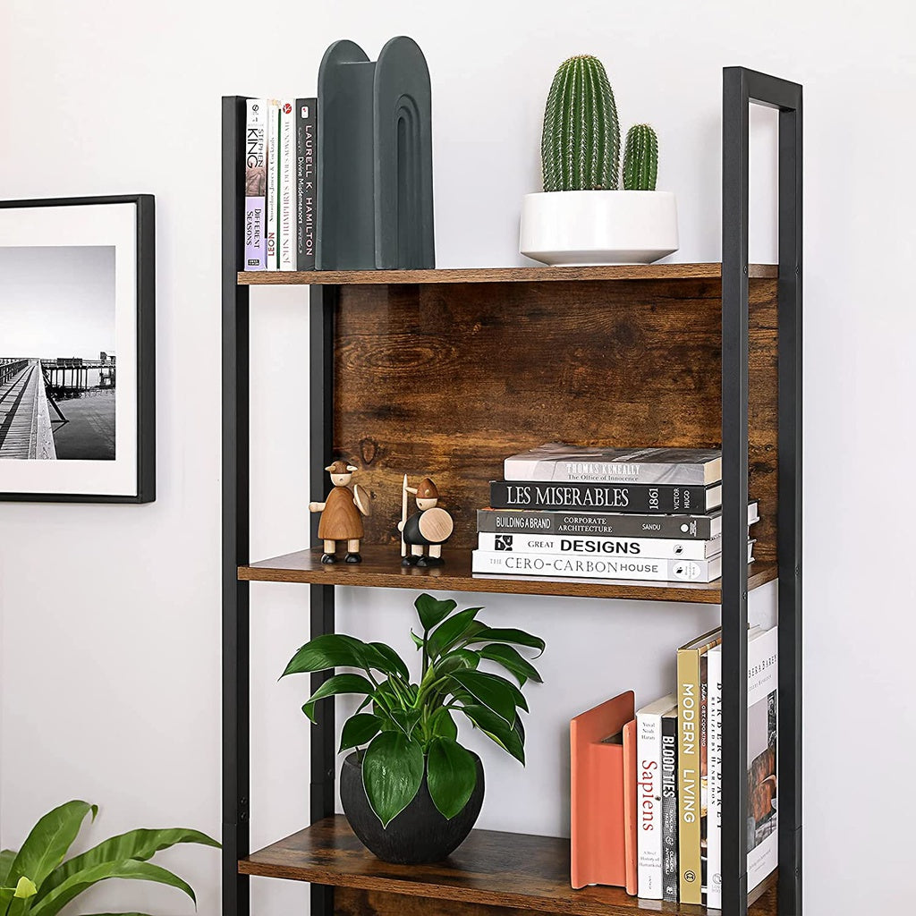 VASAGLE Bookshelf with 5 Shelves Rustic Brown and Black - Cosy Abode