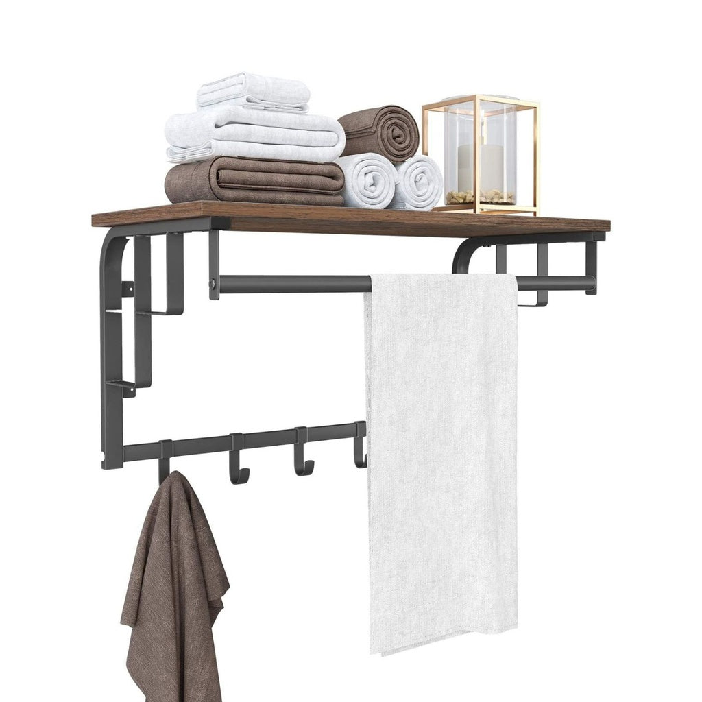 VASAGLE Coat Rack Wall-Mounted Rustic Brown and Black - Cosy Abode