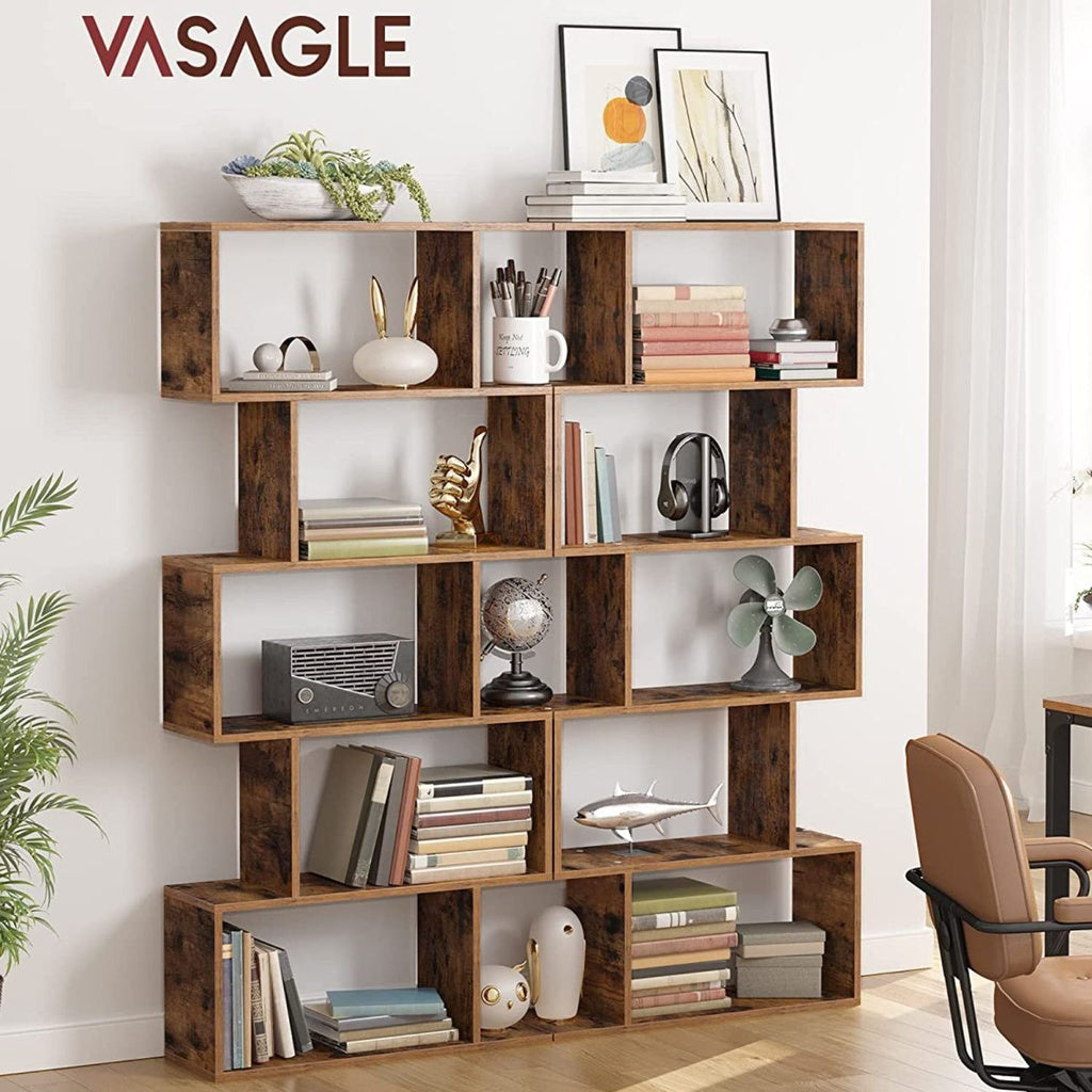 VASAGLE 5-Tier Bookshelf Display Shelf - Rustic Brown - Cosy Abode