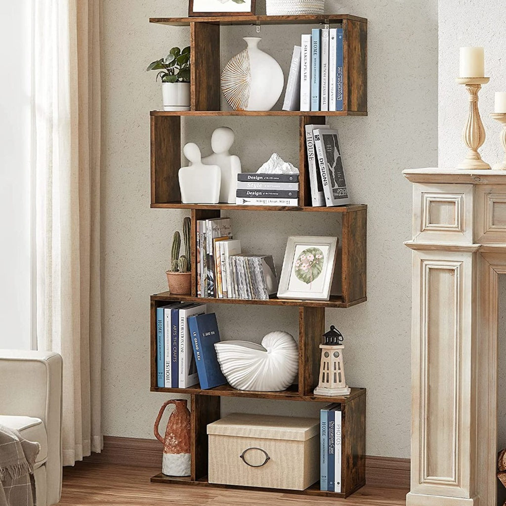 VASAGLE 5-Tier Bookshelf Display Shelf - Rustic Brown - Cosy Abode