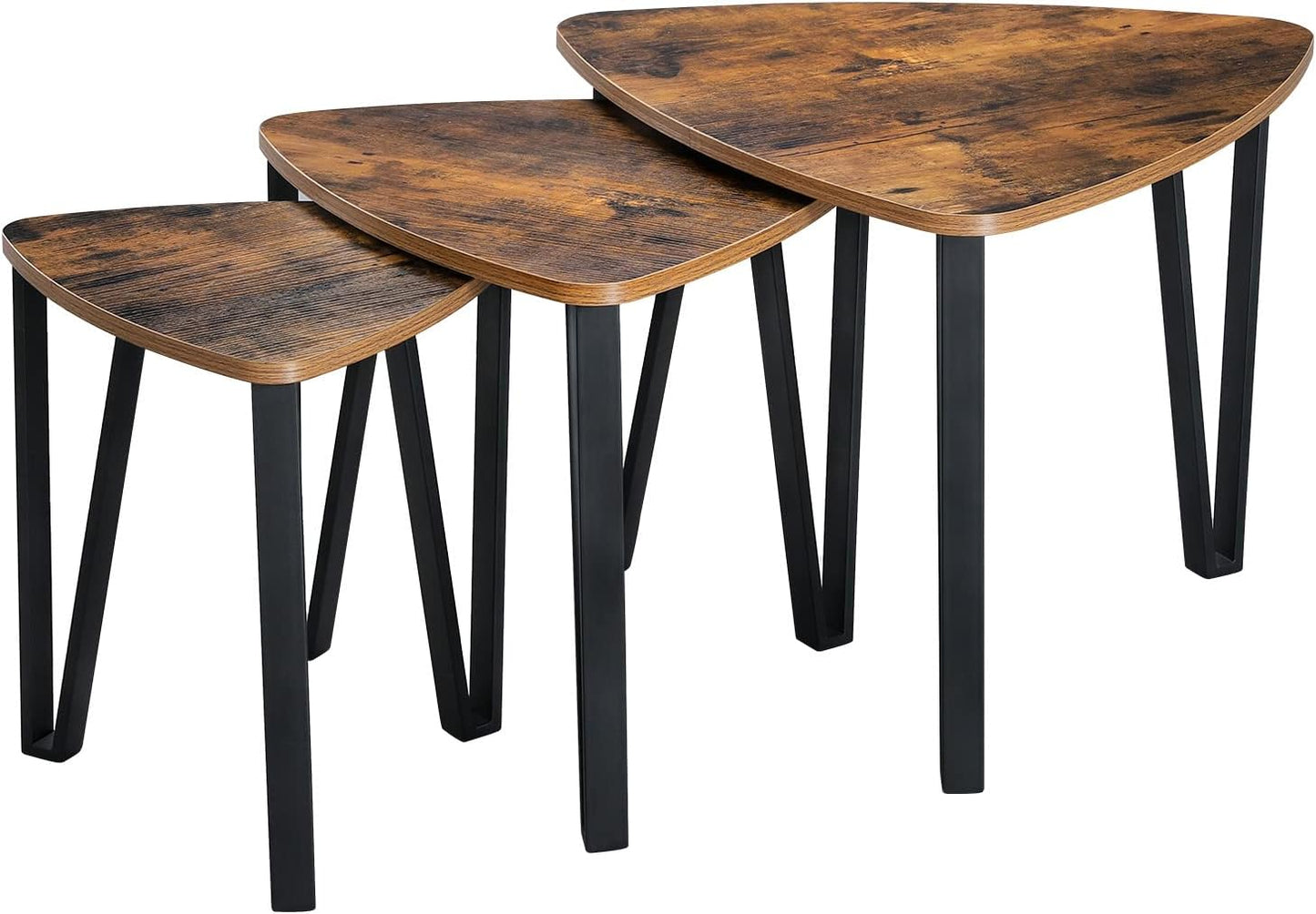 VASAGLE Industrial Nesting Coffee Table Rustic Brown and Black - Cosy Abode